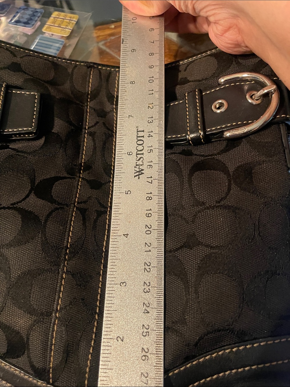 Vintage Coach Black Signature Canvas Shoulder Bag - Picture 9 of 12